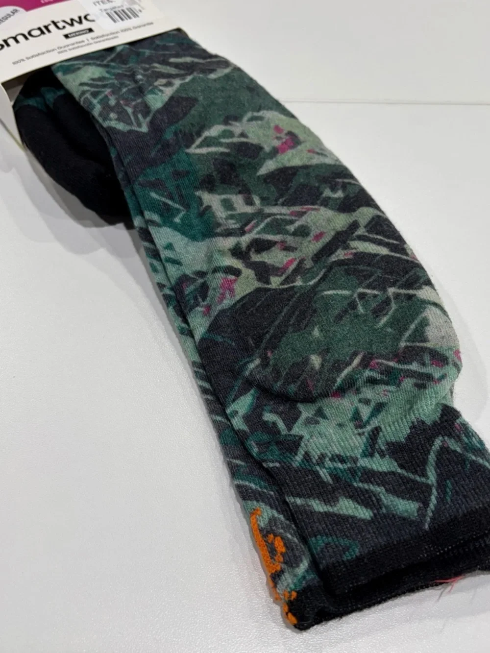 SmartWool Men's Medium Targeted Cushion Green Slopes Print Ski Socks NWT Black